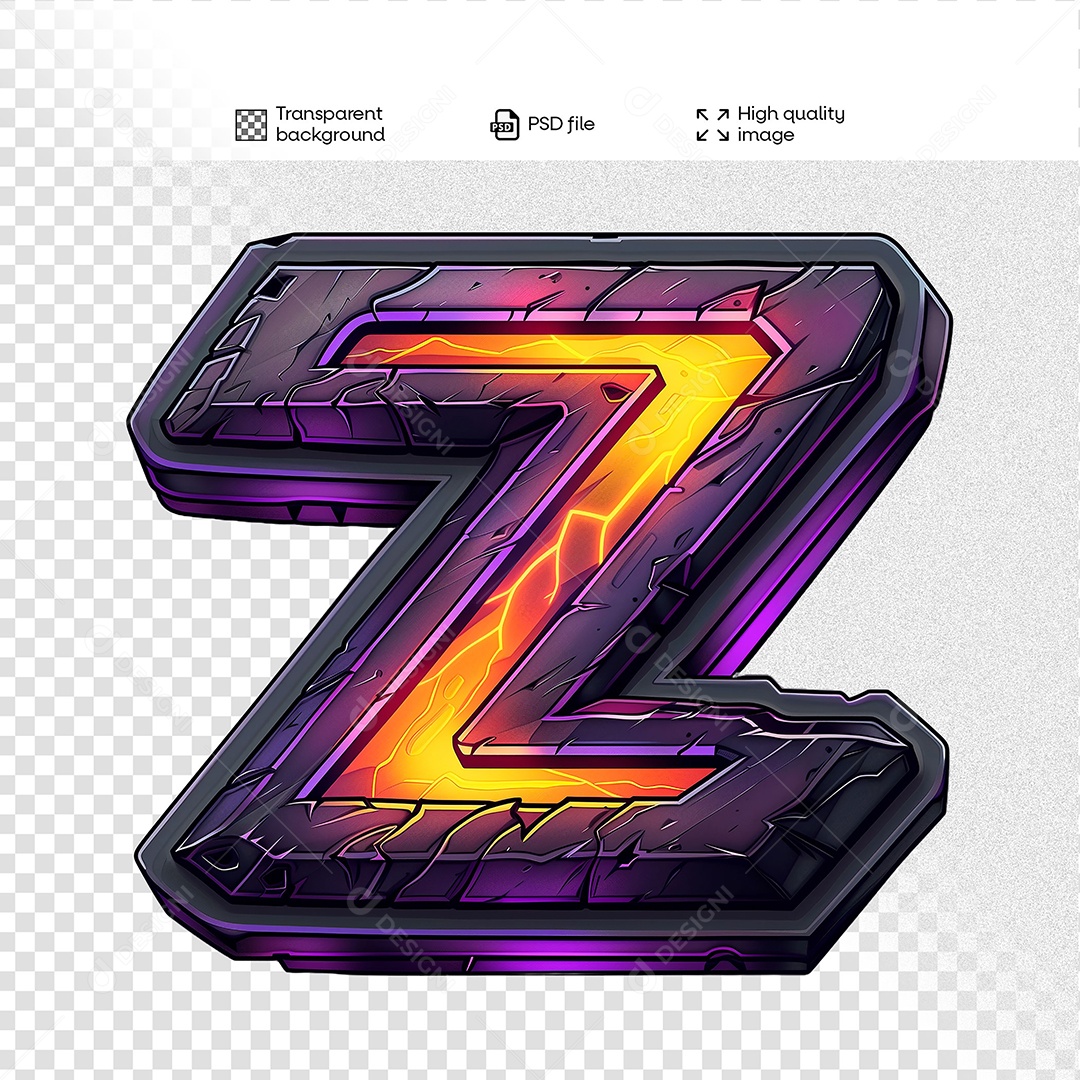 Letra Z Elemento 3D para Composição PSD