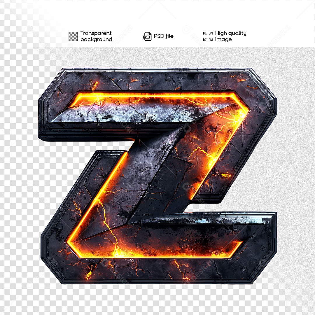 Letra Z Elemento 3D para Composição PSD