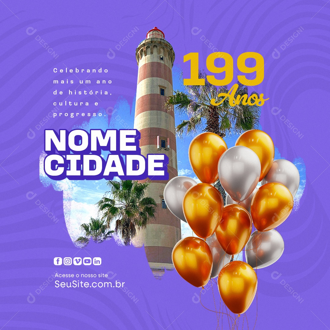 Aniversário Cidade 199 Anos Social Media PSD Editável