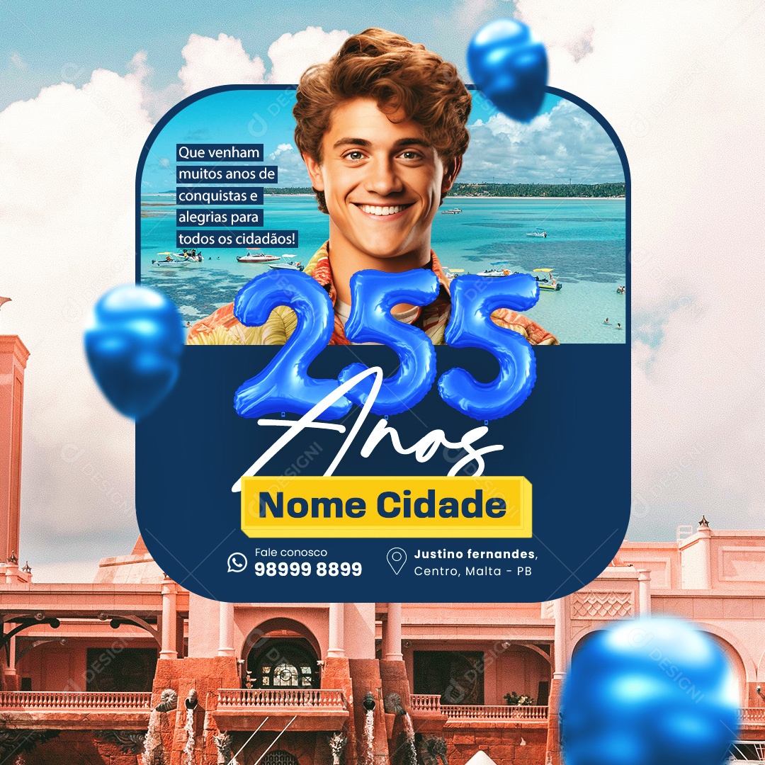 Aniversário Cidade 255 Anos Social Media PSD Editável