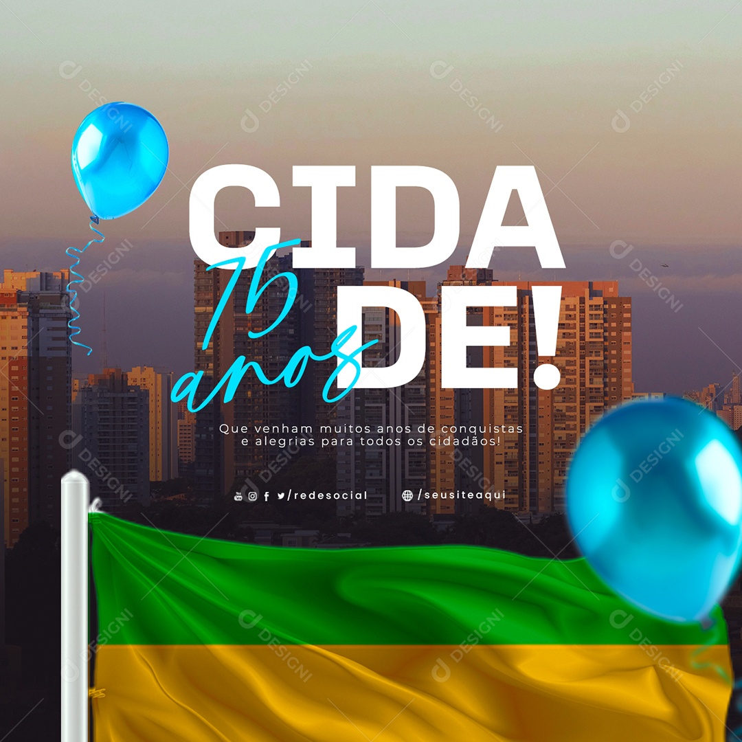 Cidade 15 Anos Social Media PSD Editável