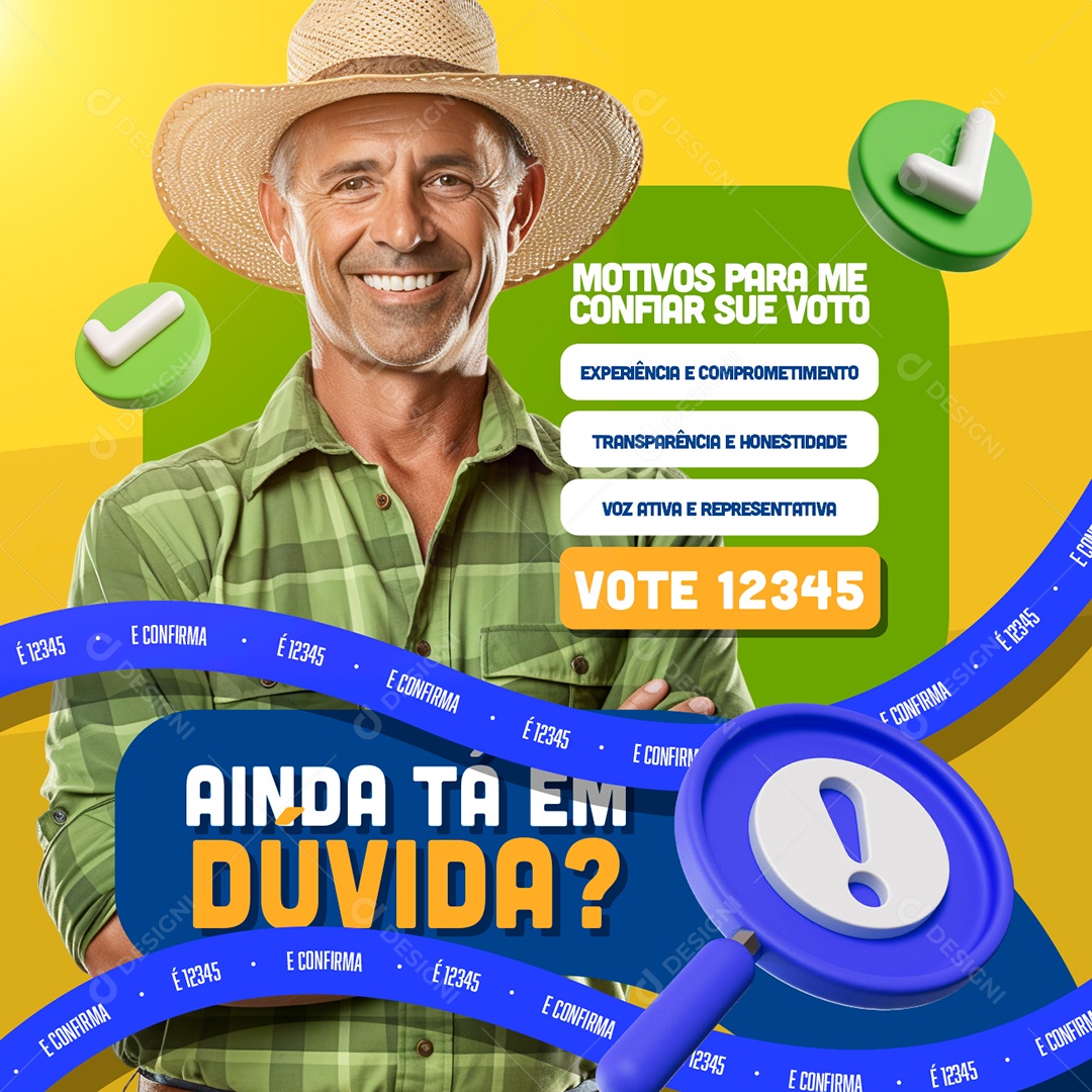 Política Ainda Tá em Dúvida Social Media PSD Editável