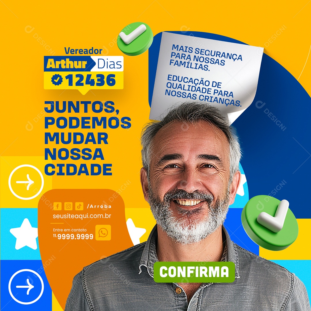 Política Vereador Arthur Dias Social Media PSD Editável