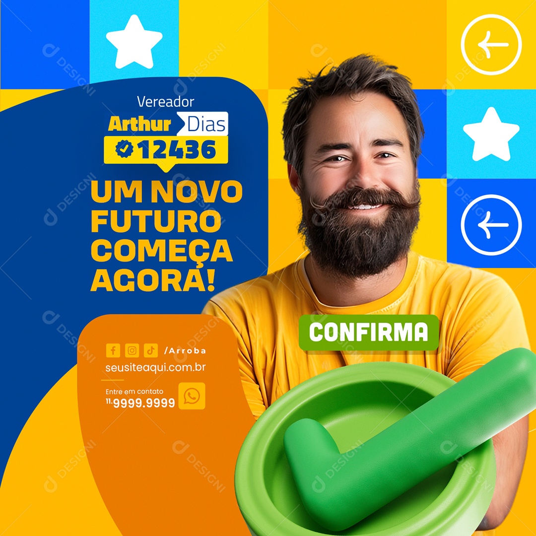 Política Vereador Arthur Dias Um Novo Futuro Social Media PSD Editável