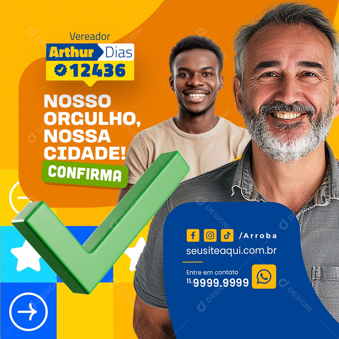 Política Vereador Arthur Dias Nosso Orgulho Social Media PSD Editável