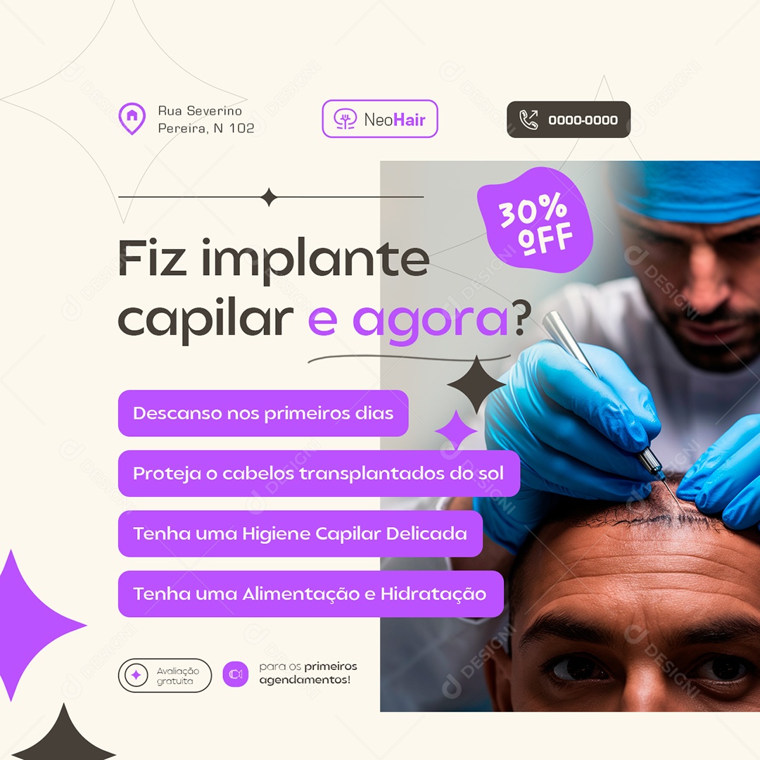 Fiz Implante Capilar e Agora Social Media PSD Editável