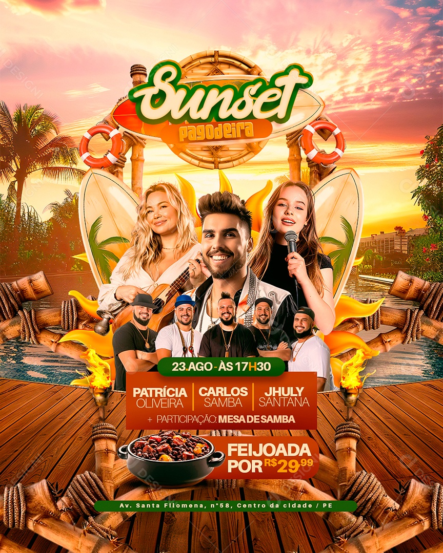 Flyer Sunset Pagodeira Social Media PSD Editável