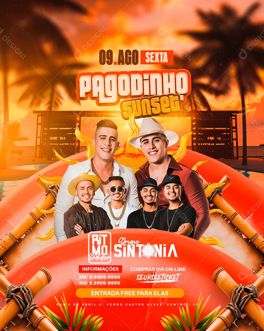 Flyer Pagodinho Sunset Social Media PSD Editável