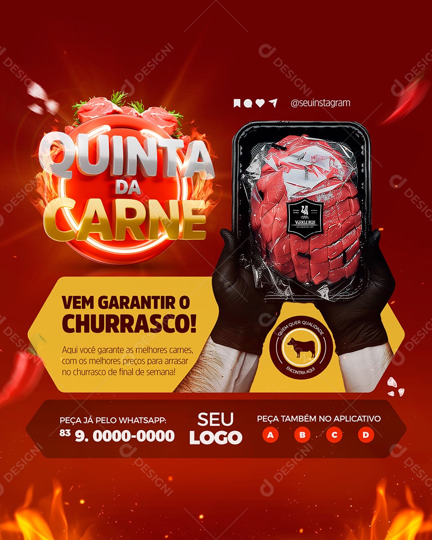 Quinta da Carne Vem Garantir Um Churrasco Social Media PSD Editável