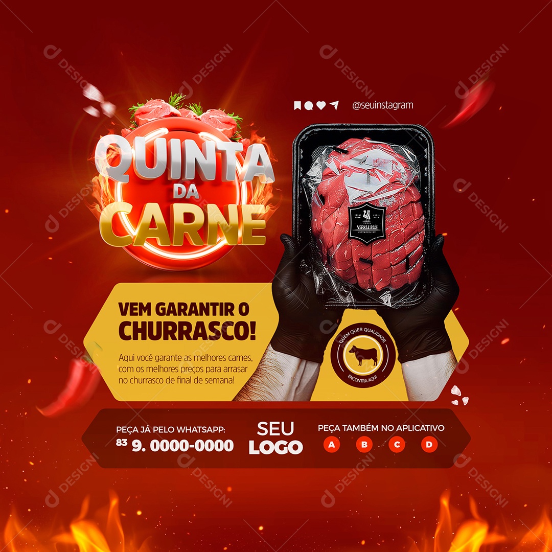Quinta da Carne Vem Garantir Um Churrasco Social Media PSD Editável