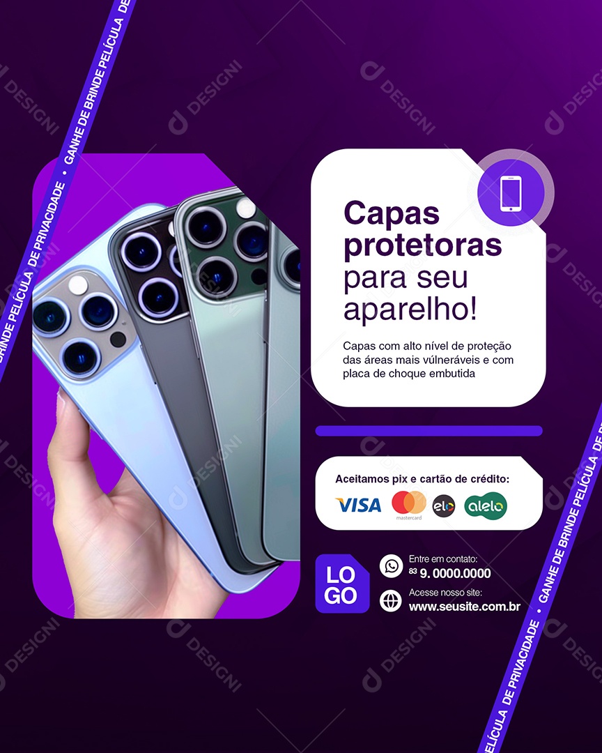 Story Assistência Técnica Capas Protetoras Para Seu Aparelho Social Media PSD Editável