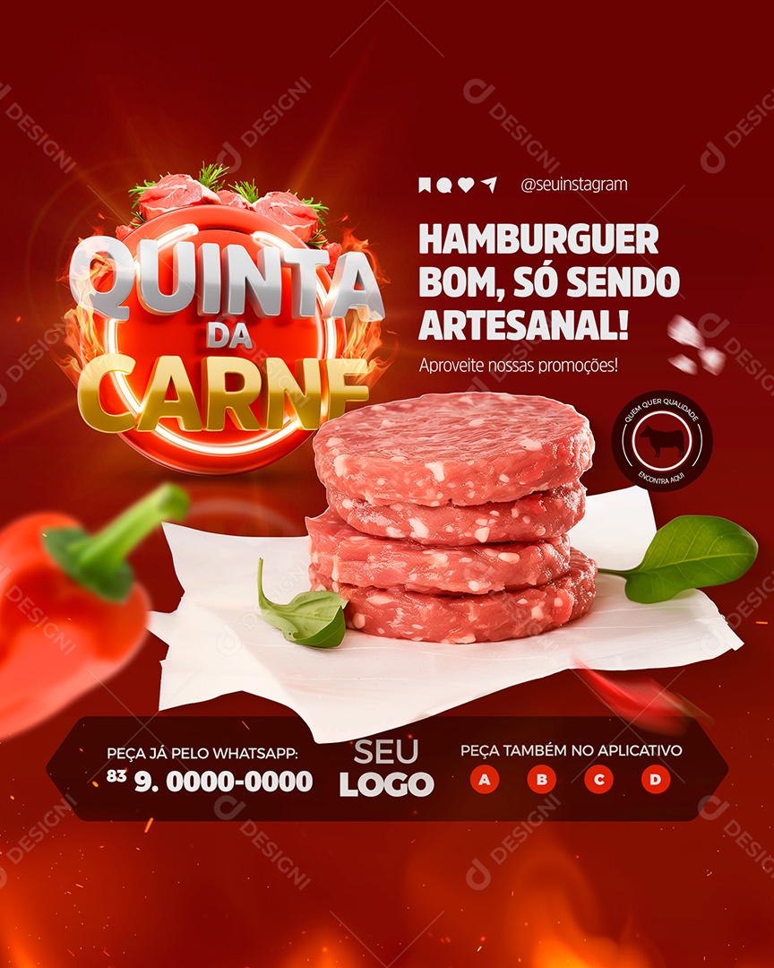 Story Quinta da Carne Promoção de Hamburguer Social Media PSD Editável