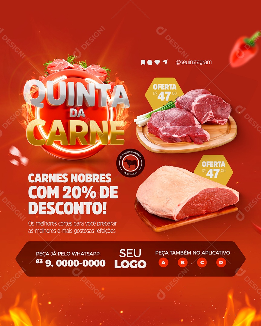 Story Quinta da Carne Corte com 20% de Desconto Social Media PSD Editável