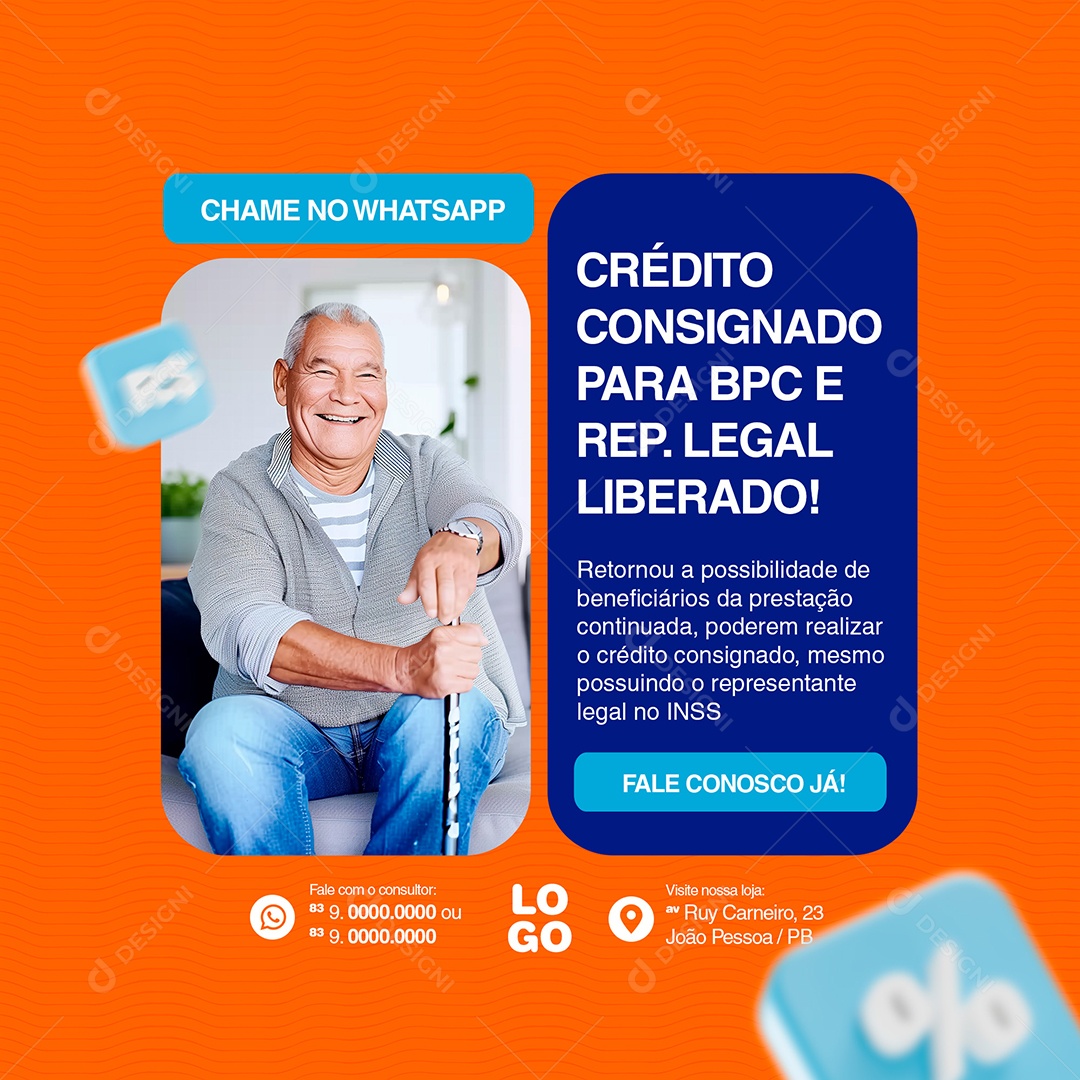 Crédito Consignado Para BPC Social Media PSD Editável