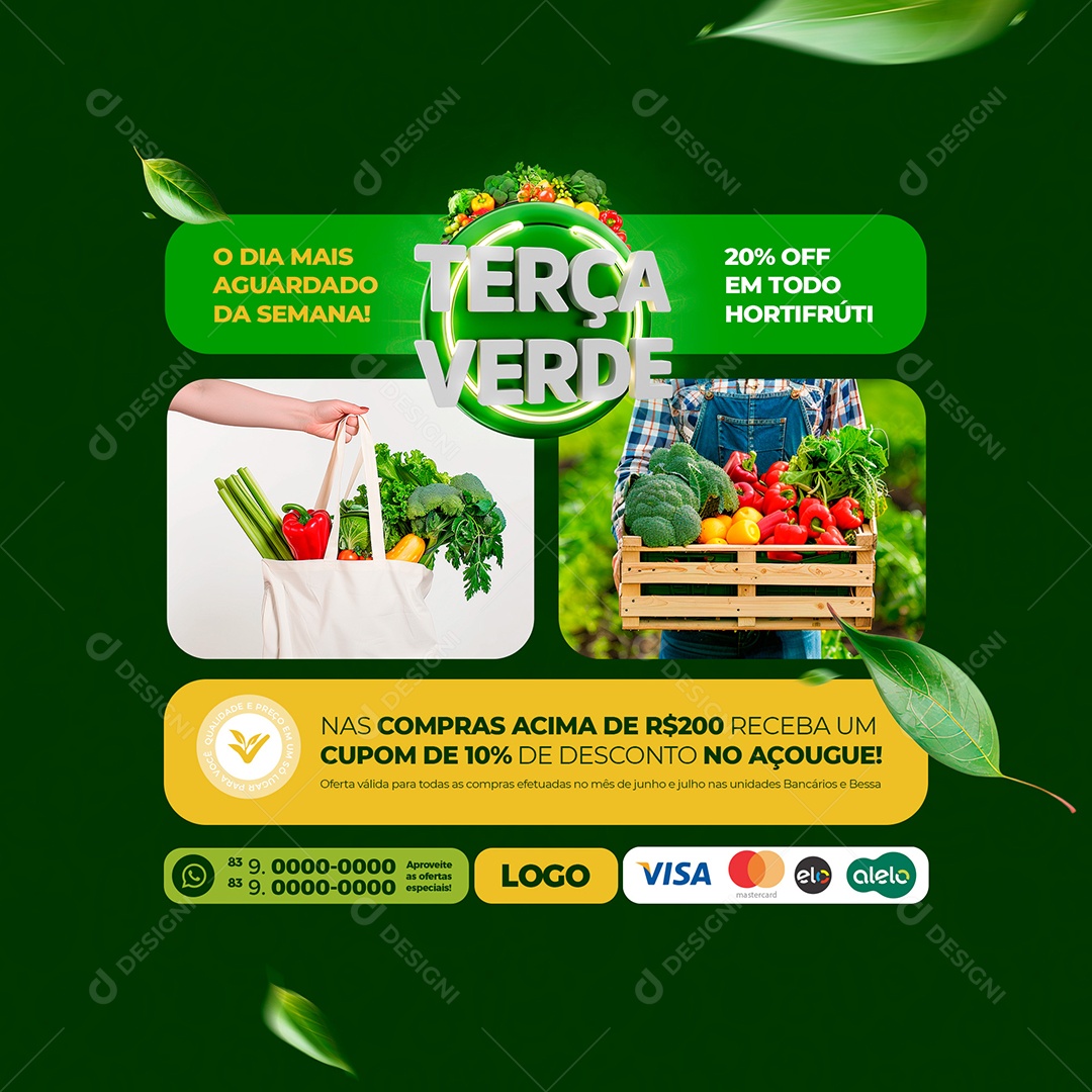 Terça Verde Hortifruti Social Media PSD Editável