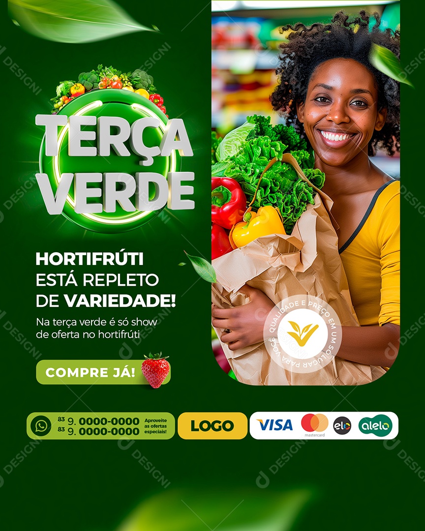 Story Terça Verde Hortifruti Esta Repleto de Variedade Social Media PSD Editável