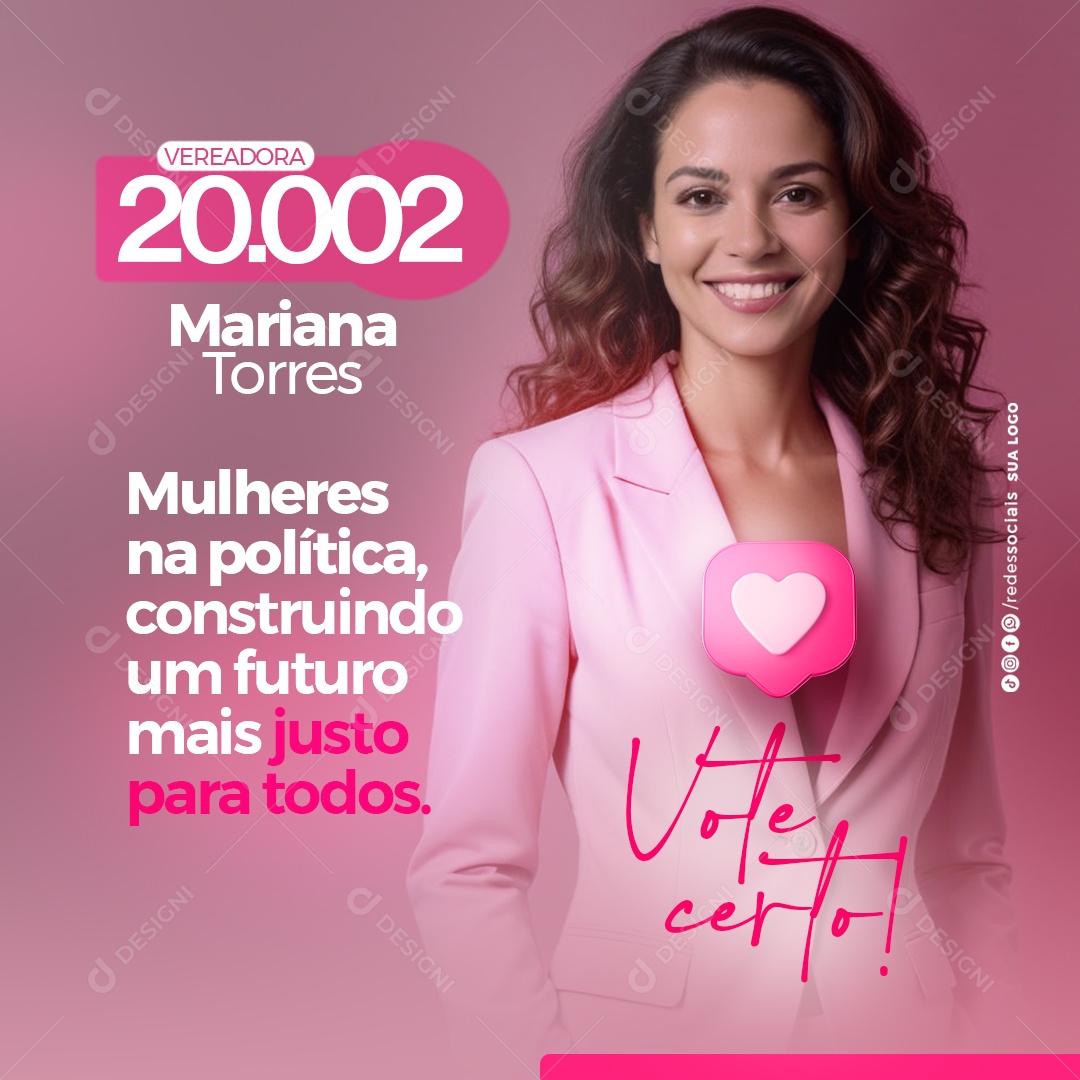 Política Mariana Torres Mulheres Construindo um Futuro mais Justo Social Media PSD Editável