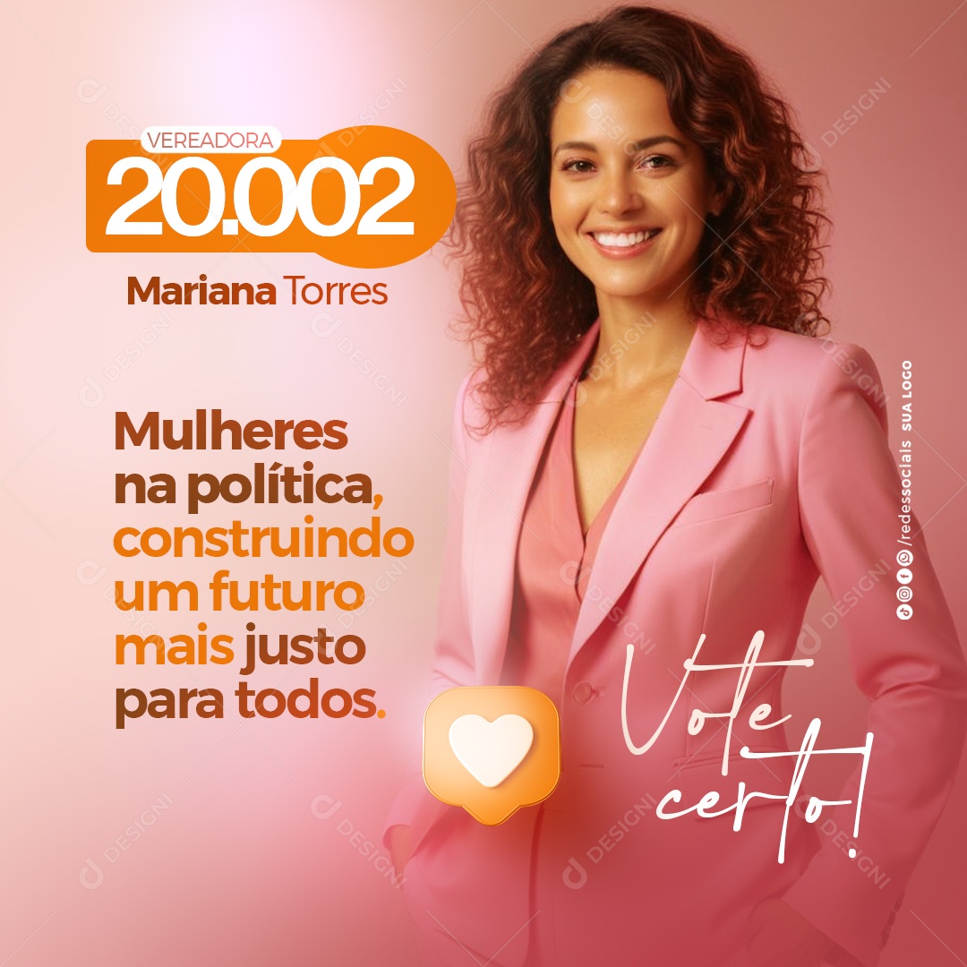 Política Vereadora Mariana Torres Social Media PSD Editável