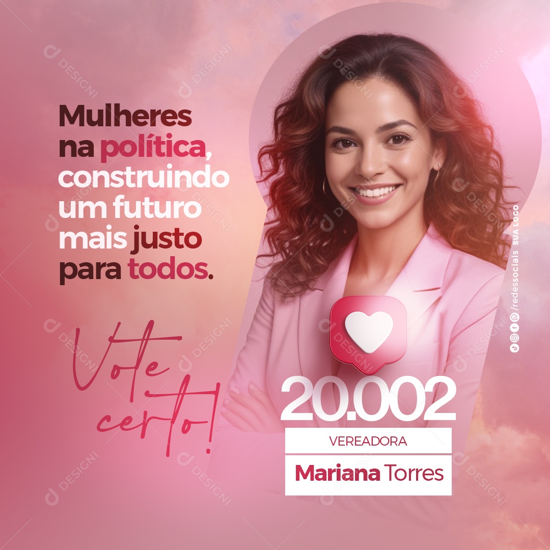 Política Mulheres Construindo um Futuro mais Justo Social Media PSD Editável