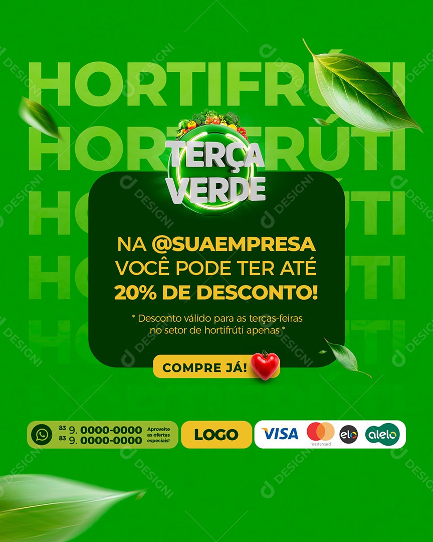 Terça Verde Hortifruti Social Media PSD Editável