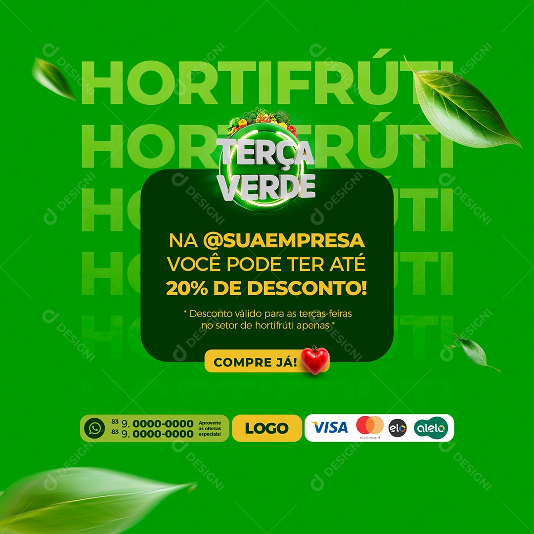 Terça Verde Hortifruti Social Media PSD Editável