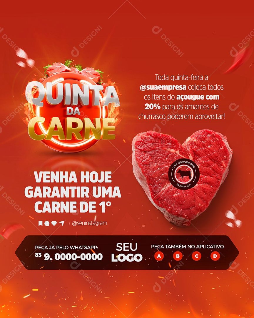 Storry Quinta da Carne Venha Garantir uma Carne de Primeira Social Media PSD Editável