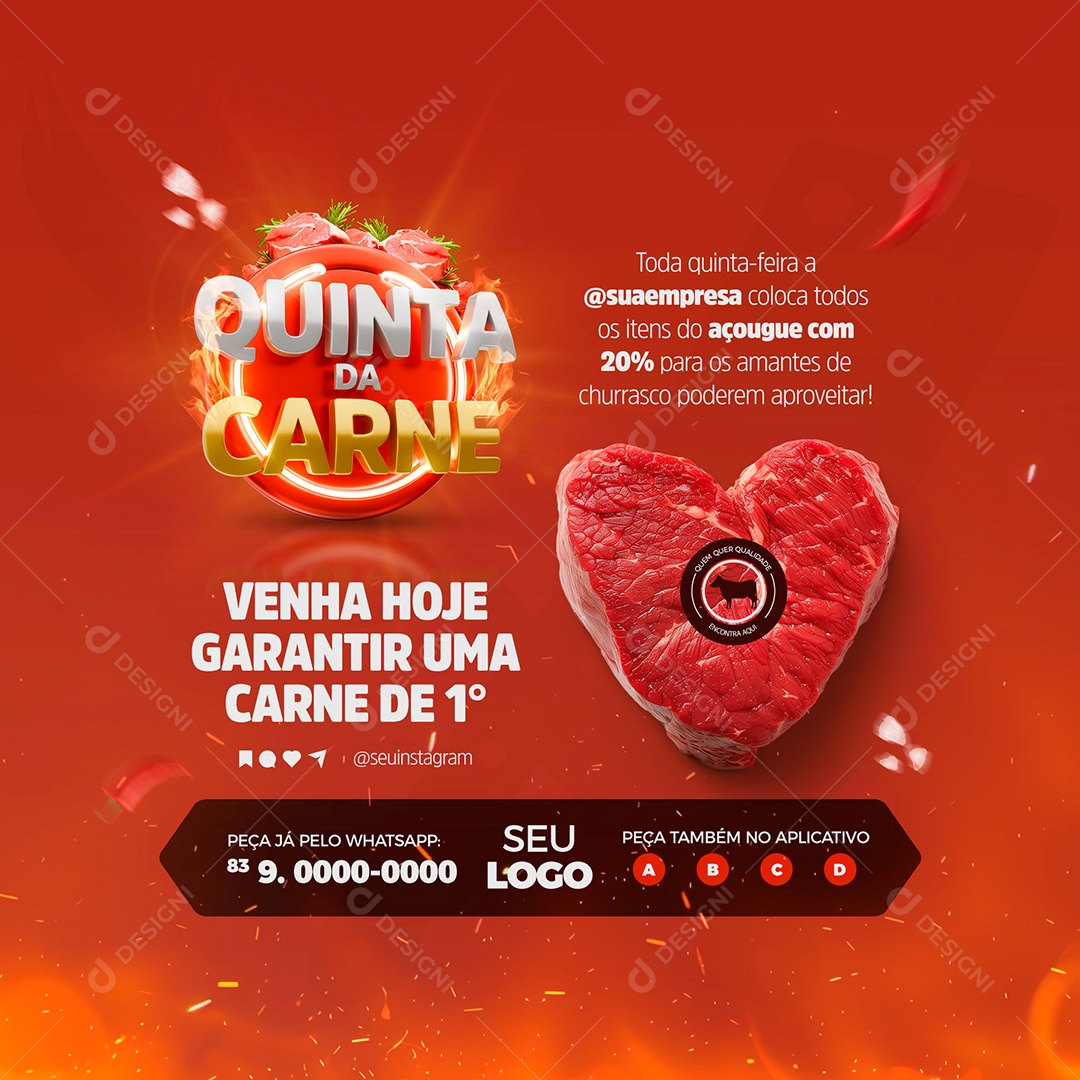 Quinta da Carne Venha Garantir uma Carne de Primeira Social Media PSD Editável