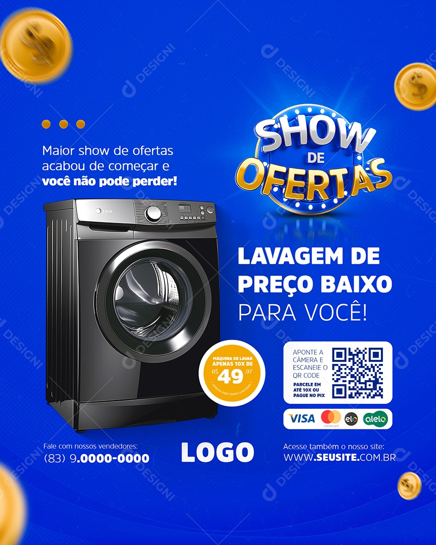 Story Show de Ofertas Promoção de Maquina de Lavar Social Media PSD Editável