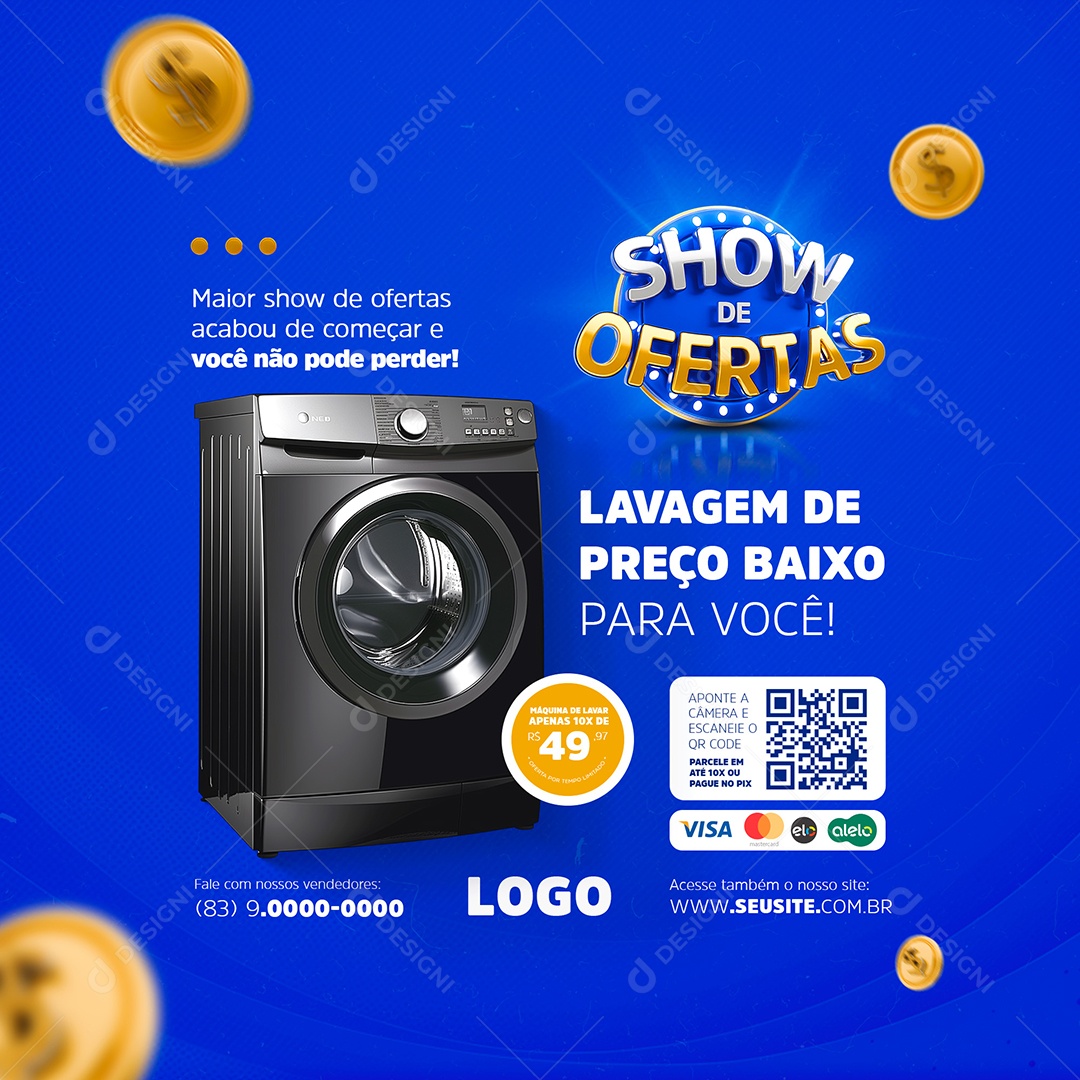 Show de Ofertas Promoção de Maquina de Lavar Social Media PSD Editável