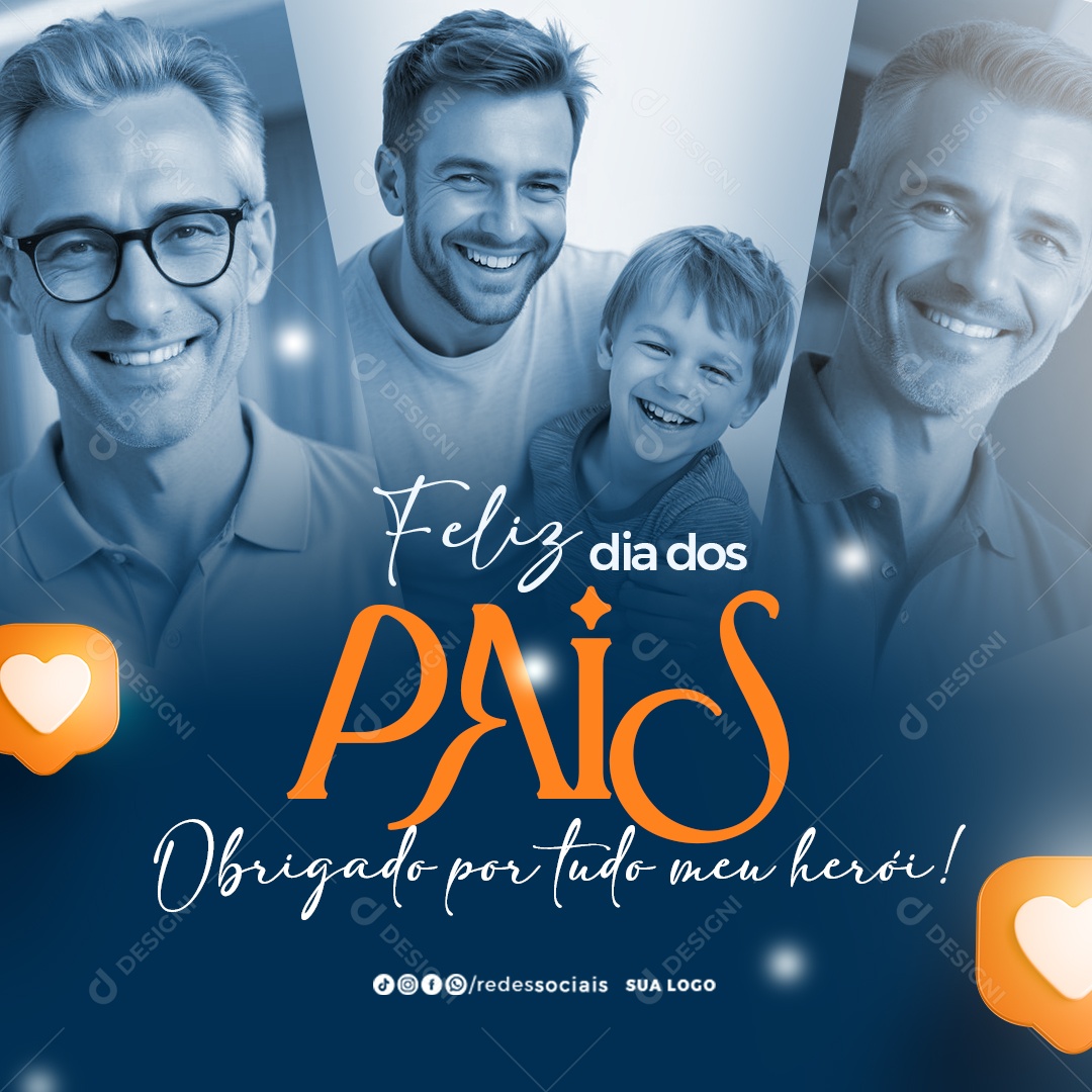 Feliz Dia dos Pais 11 de Agosto Social Media PSD Editável