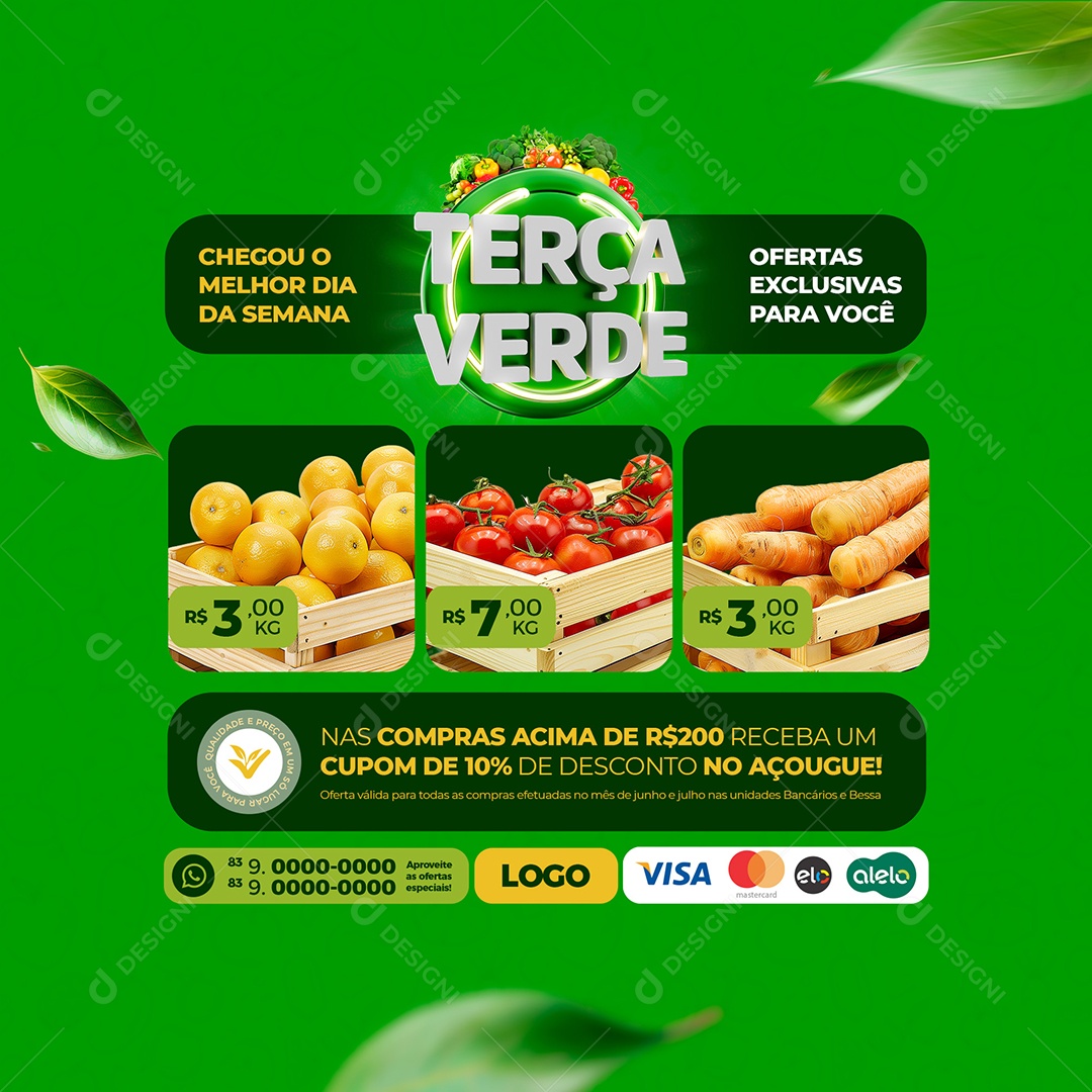 Terça Verde Hortifruti Social Media PSD Editável