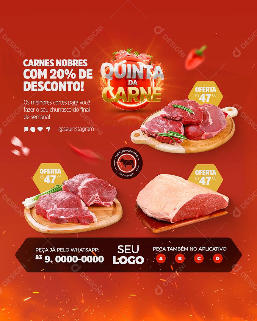 Story Quinta da Carne Cortes com 20% de Desconto Social Media PSD Editável
