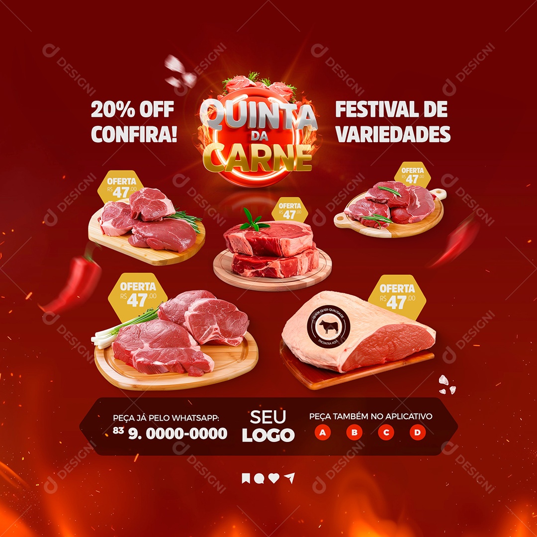 Feed Quinta da Carne Social Media PSD Editável