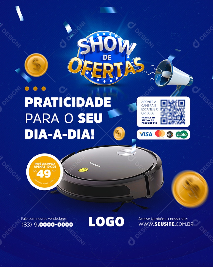 Story Show de Ofertas Promoção de Robô Aspirador Social Media PSD Editável