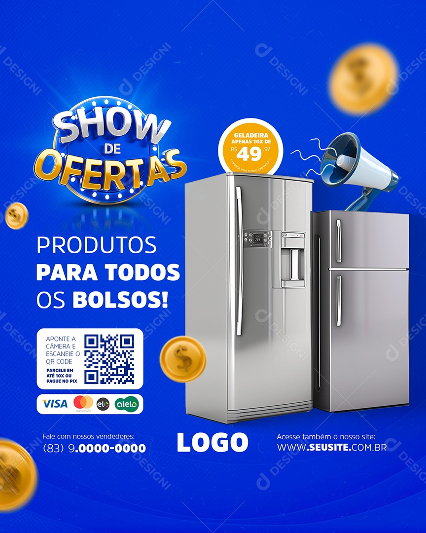 Story Show de Ofertas Promoção de Geladeira Social Media PSD Editável