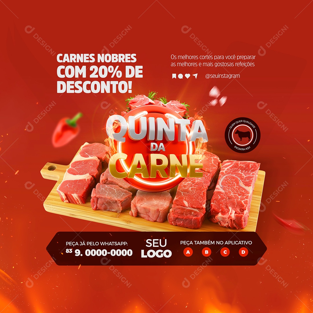 Feed Quinta da Carne com 20% de Desconto Social Media PSD Editável