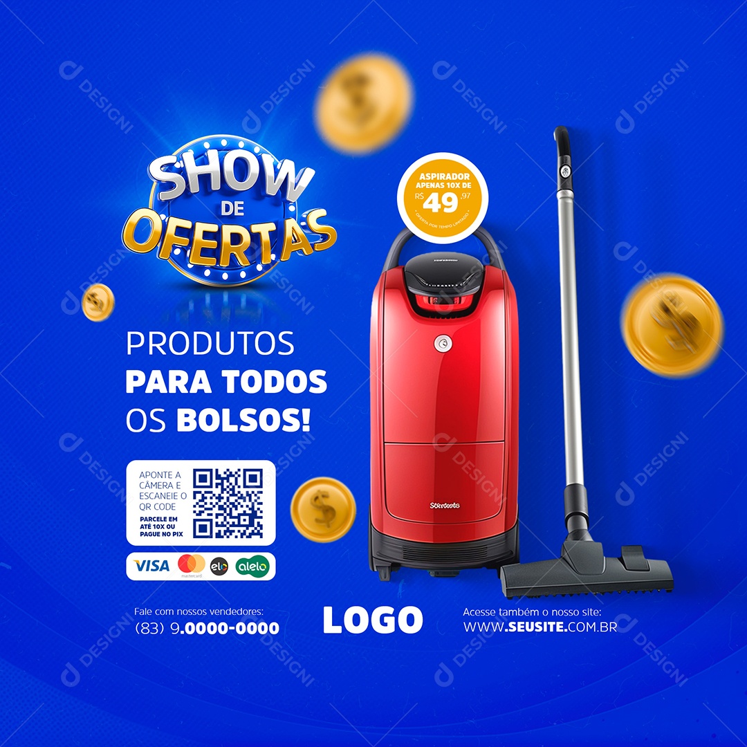 Produtos Para Todos os Bolsos Social Media PSD Editável