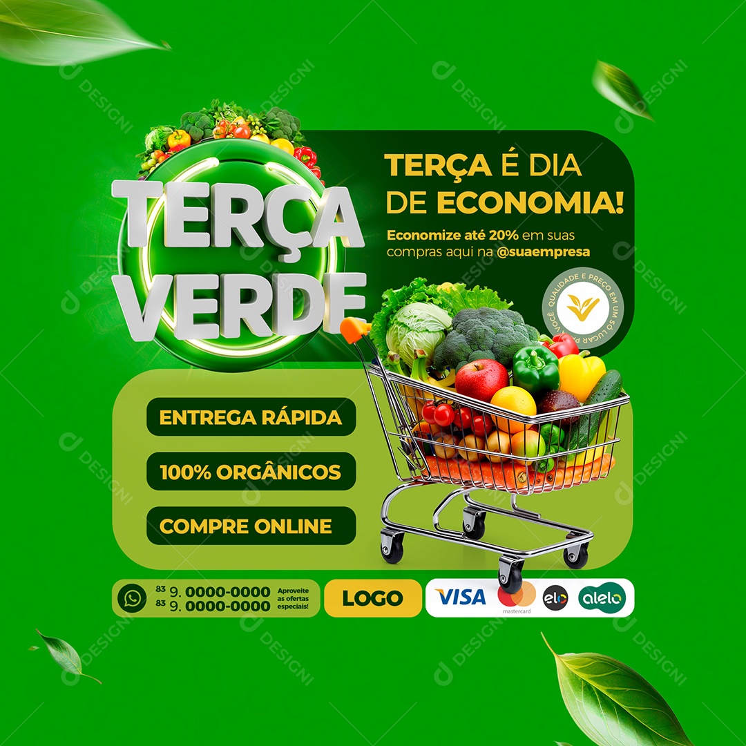 Terça Verde Hortifruti Social Media PSD Editável