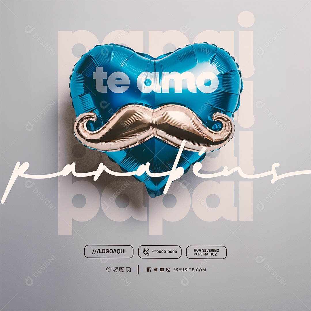 Dia Dos Pais 11 de Agosto Parabéns Social Media PSD Editável