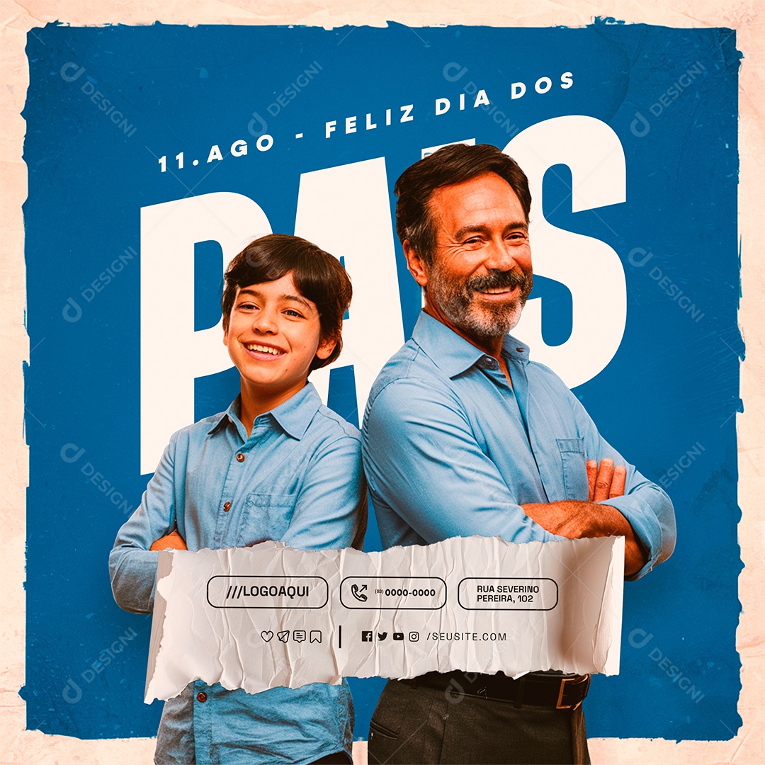 Feliz Dia Dos Pais 11 de Agosto Social Media PSD Editável