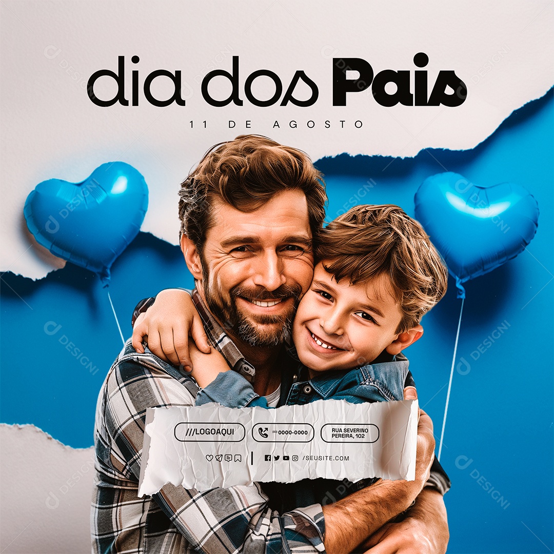 Social Media Dia Dos Pais 11 de Agosto PSD Editável