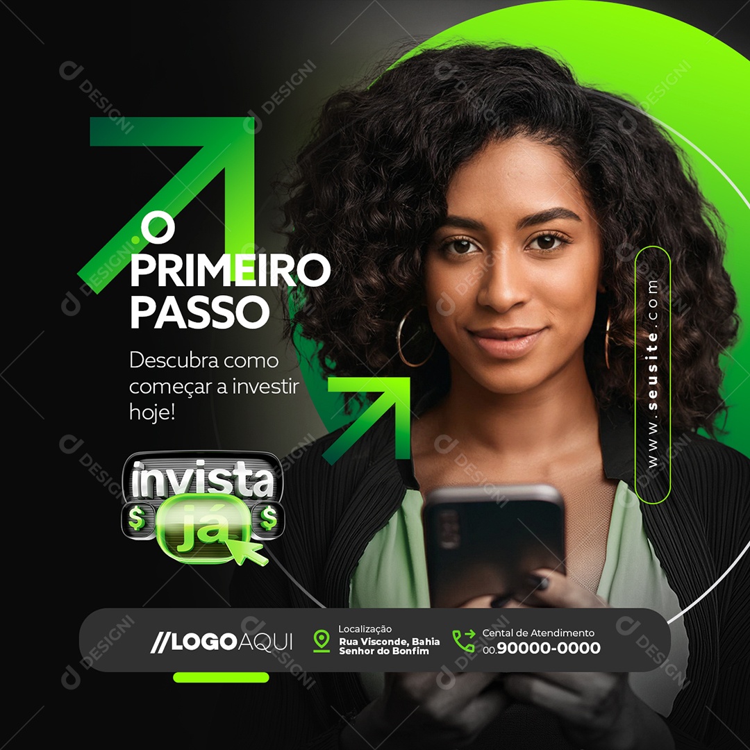 Invista Já O Primeiro Passo Social Media PSD Editável