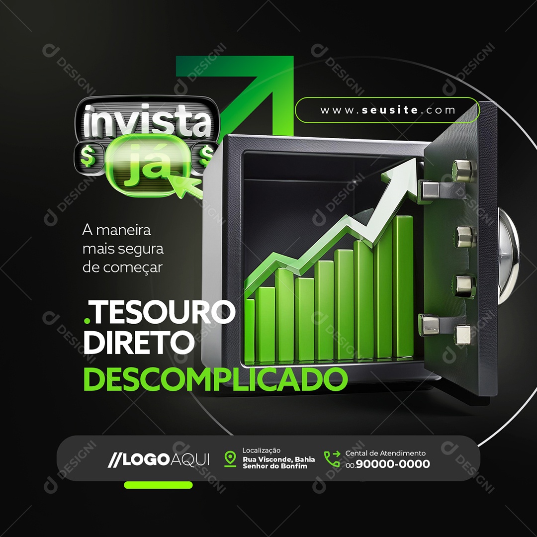 Invista Já Tesouro Direto Descomplicado Social Media PSD Editável