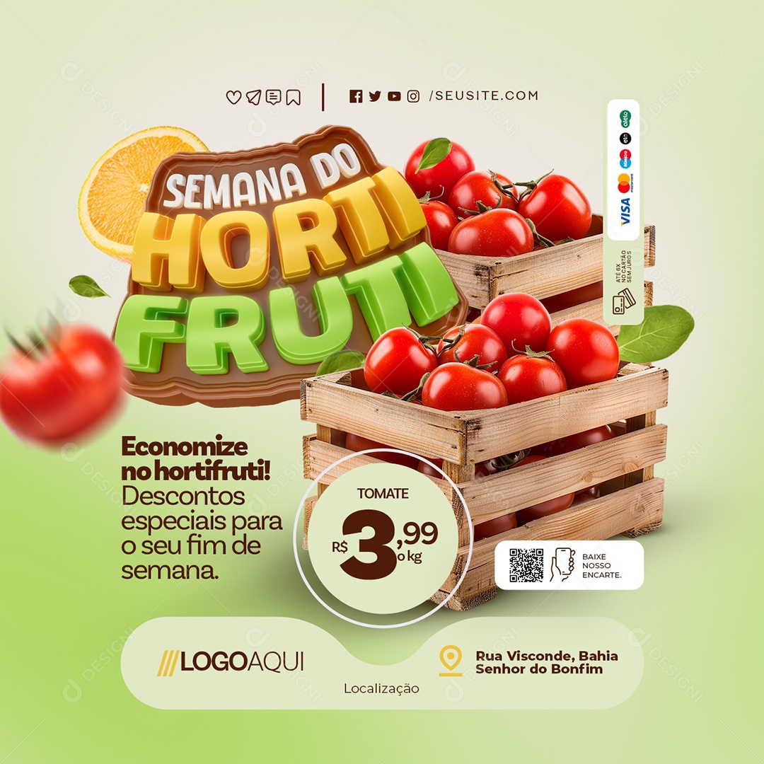 Semana do Hortifruti Tomates Social Media PSD Editável