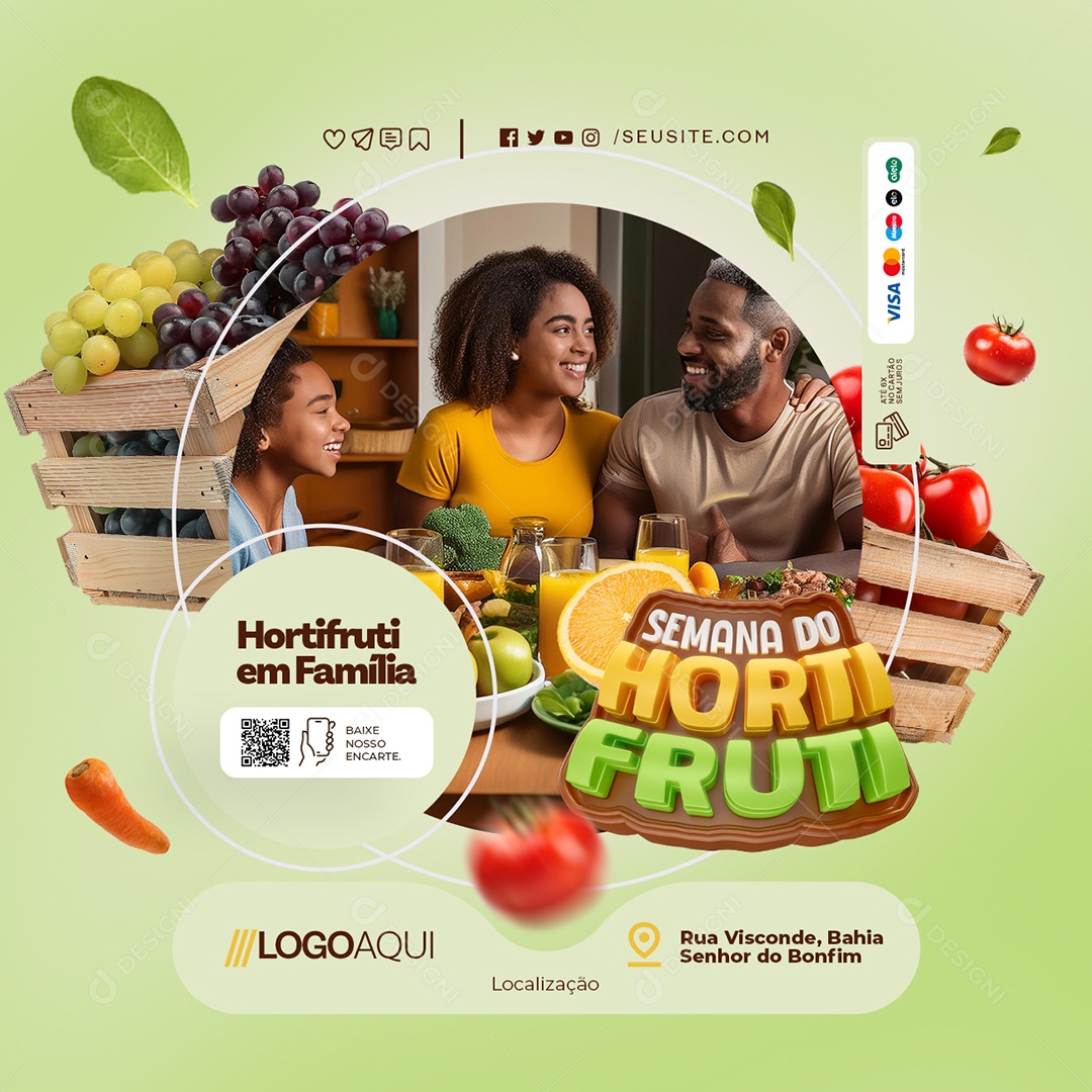 Semana do Hortifruti em Família Social Media PSD Editável