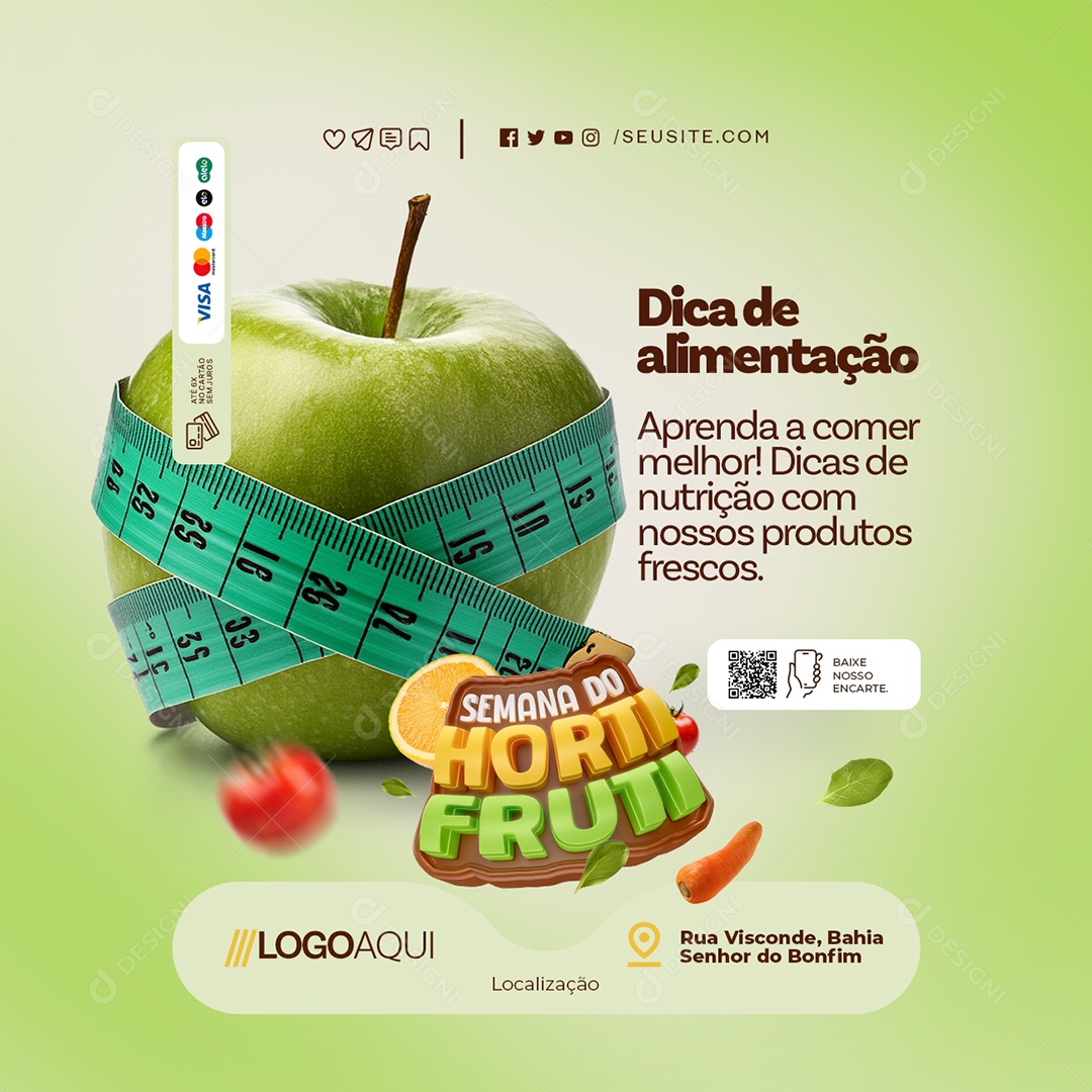 Semana do Hortifruti Dica de Alimentação Social Media PSD Editável