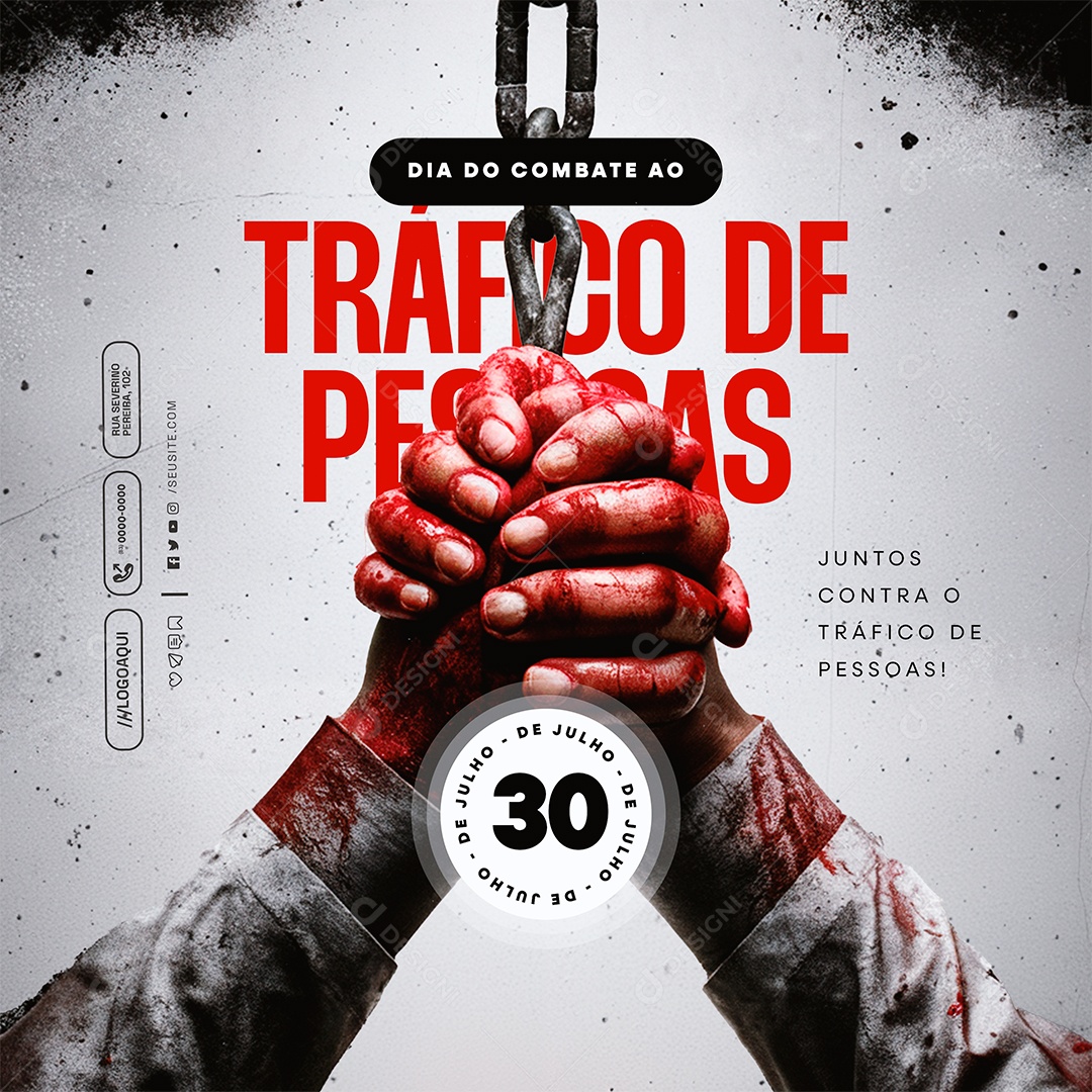 Social Media Dia Mundial de Combate ao Tráfico de Pessoas 30 de Julho PSD Editável