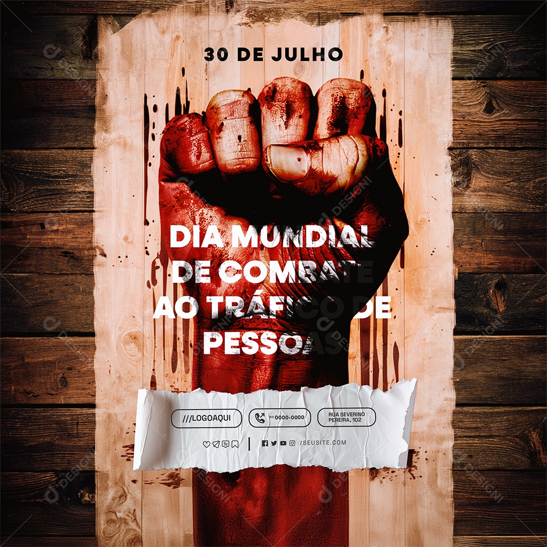 Social Media Dia Mundial de Combate ao Tráfico de Pessoas 30 de Julho PSD Editável