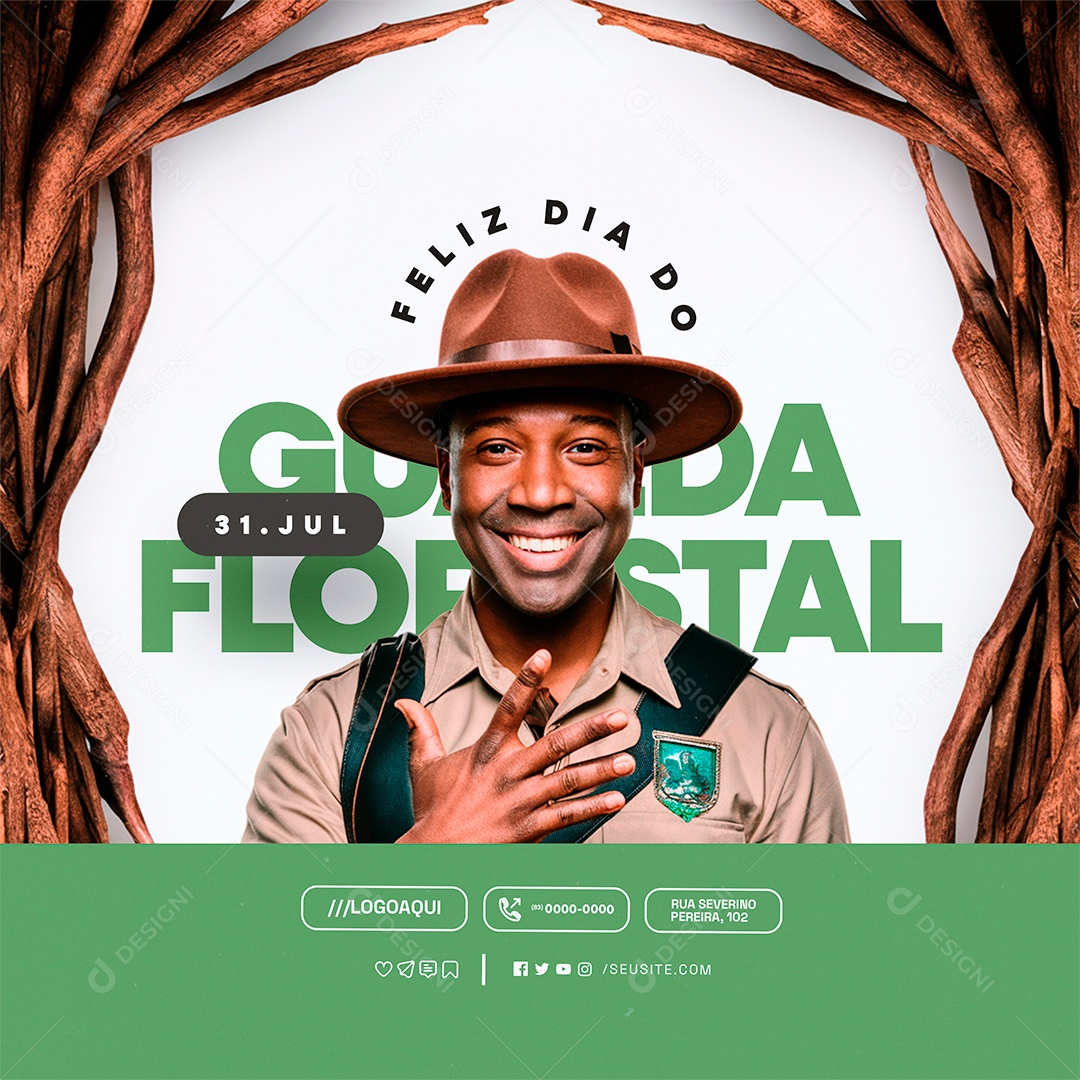 Feliz Dia do Guarda Florestal 31 de Julho Social Media PSD Editável
