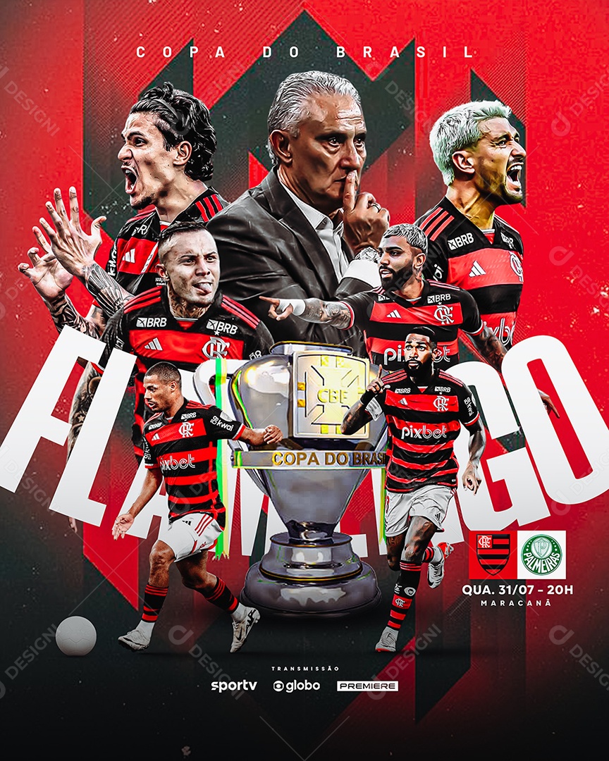 Futebol Copa do Brasil Flamengo X Palmeiras Social Media PSD Editável